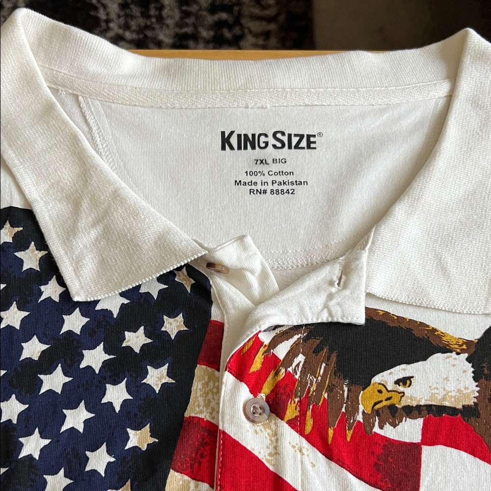 KingSize American Flag Polo Shirt size 7XL